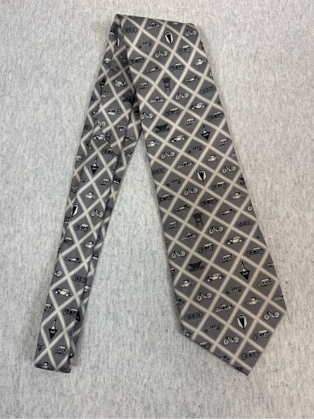 Audi Heritage Auto Union Vintage Cars Silk Necktie Gray - One Size